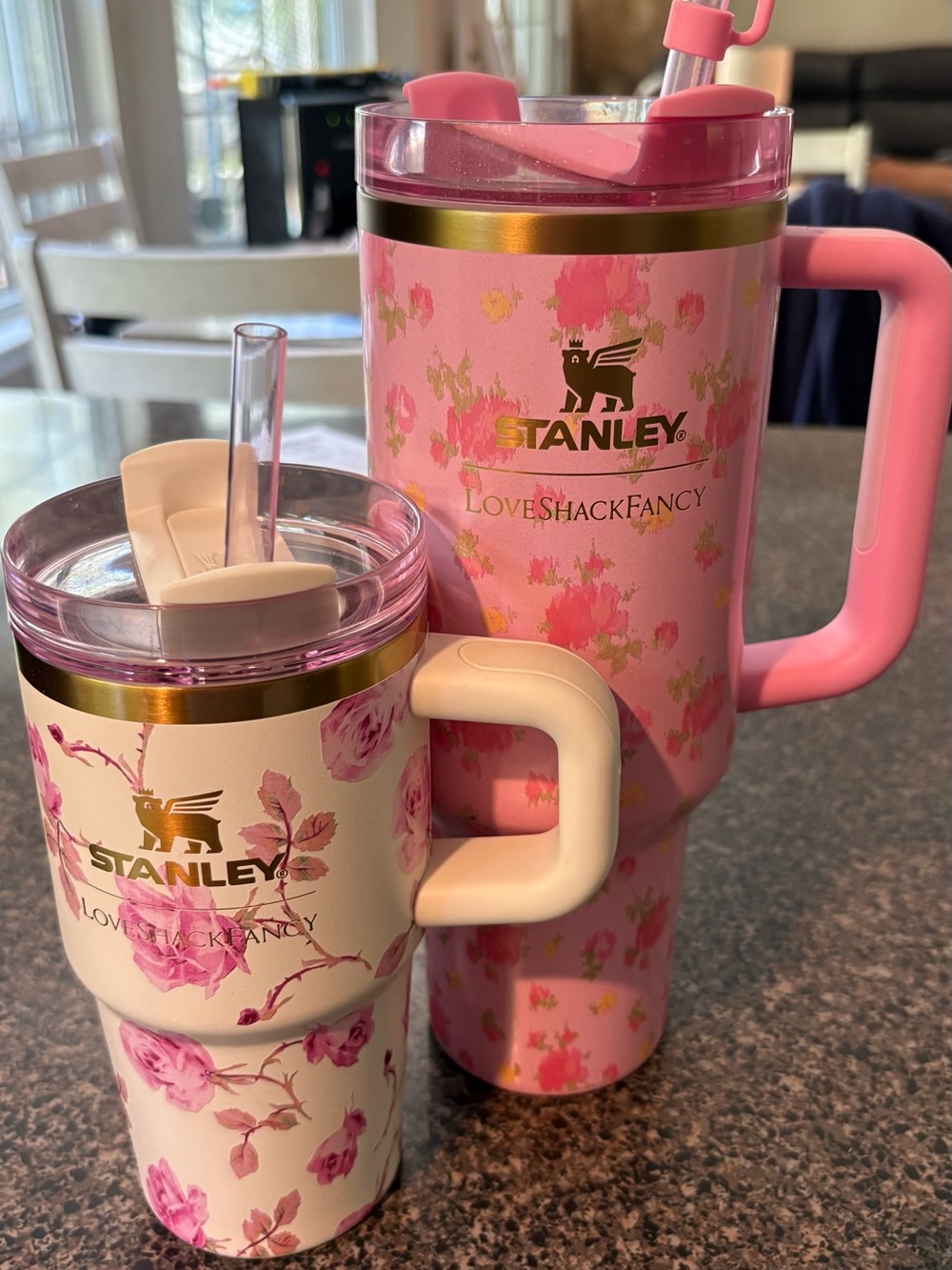 LoveShackFancy Pink Floral and Pink & White Stanley Travel Mugs- 20oz and 40oz 🎀